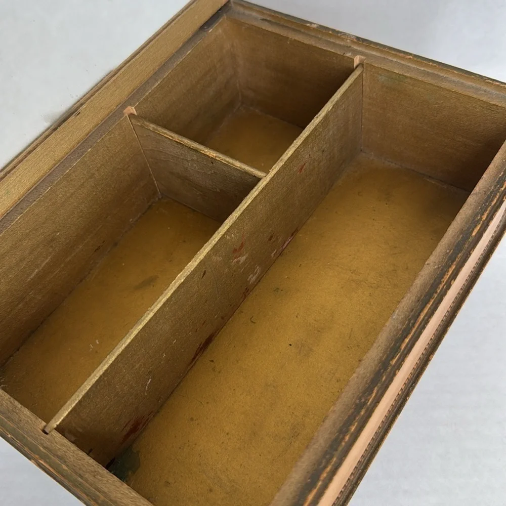 Antique Victorian Keeper Box/Dresser Box With Fancy Embossed Woodwork